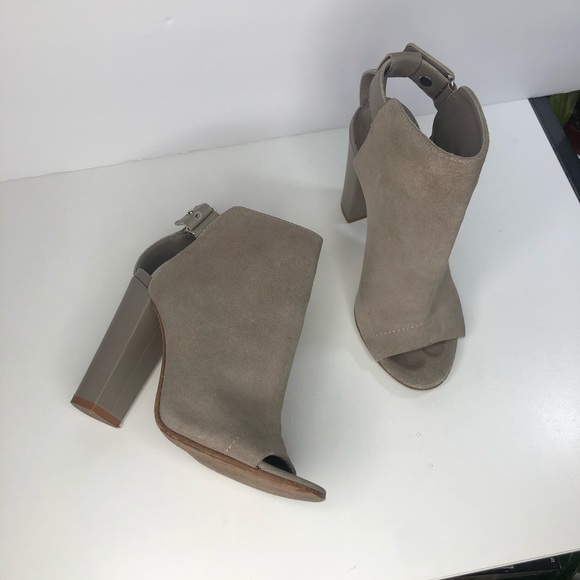 VINCE Addison Suede Leather Peep Toe Booties - Picture 4 of 12